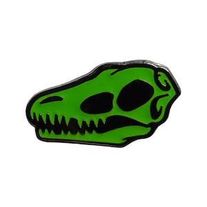 Green Raptor Skull Mini Enamel Pin GITD