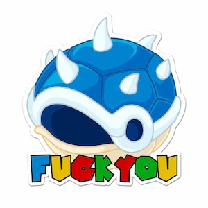 Blue Spiked "Fuck You" Shell Vinyl Sticker 4 inch