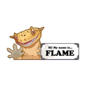 Crested Gecko Enclosure Name Tag Vinyl Decal