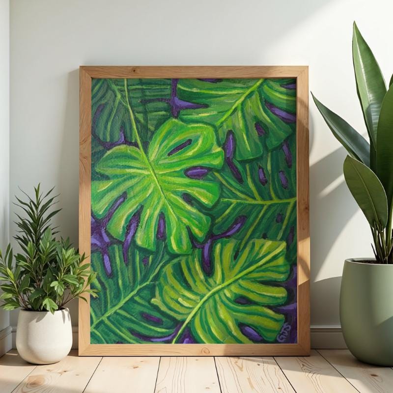 Monstera leaf acrylic painting - Etsy.de
