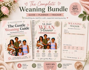 Paquete para el destete de la lactancia materna / Guía para un destete suave, planificador y registro de 14 días / Descarga digital para mamás