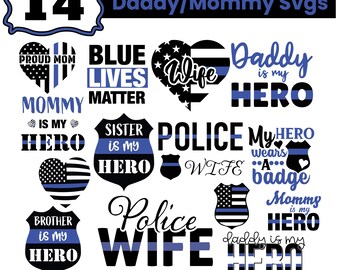 Proud Daddy SVG, Proud Mommy SVG, Police DXF, Game Day, Police wife, Cricut cut file, Daddy Hero, Mommy, Athletics, Digital file