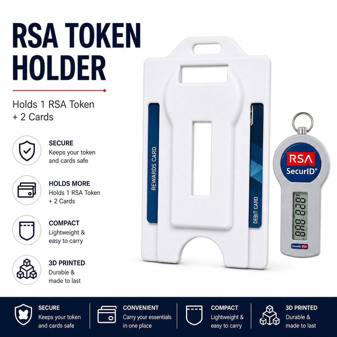 3D Printed RSA Token Holder With Badge Card Slot | Secure ID Badge ...