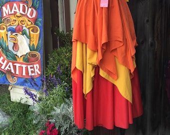 Long Hippie Renaissance Circle Skirt Bright Red