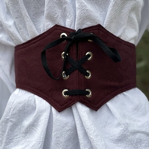 Dark Burgundy Brocade Lace Up Belt