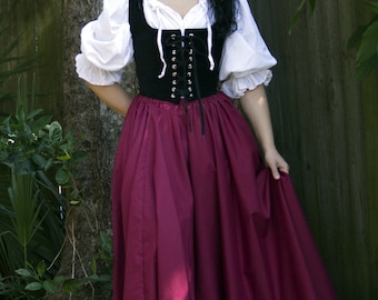Long Hippie Renaissance Circle Skirt Burgundy