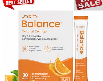 Unicity Balance Naranja Natural – 30 sobres / Mezcla para bebida para el control del apetito y la salud digestiva / Suministro para 30 días