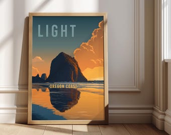 Oregon Coast Sunset Landscape Print, Coastal Wall Art (Digital Download)