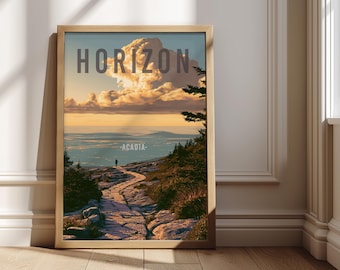 Acadia National Park Poster, Coastal Horizon Wall Art (Digital Download)
