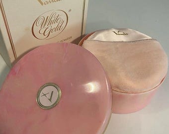 Vtg VANDA Perfumed Dusting Powder White Gold