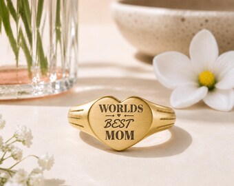 Muttertag Goldring "Besitzer der besten Tochter der Welt" Lustiger Ring | Lustiger kundenspezifischer Mitteilungs-Mutter-Tagesring aus Edelstahl 18K Gold