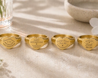 Anello personalizzato in oro per la festa della mamma con la scritta "La figlia migliore del mondo" / Anello divertente in acciaio inossidabile e oro 18 carati con messaggio personalizzato per la festa della mamma