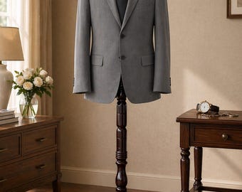 Solid Wood Valet Stand | Men's Freestanding Suit Butler, Clothes Organizer
