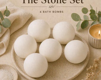 The Stone Set | 6 Handcrafted Bath Bombs | Eucalyptus, Lavender, Sweet Orange