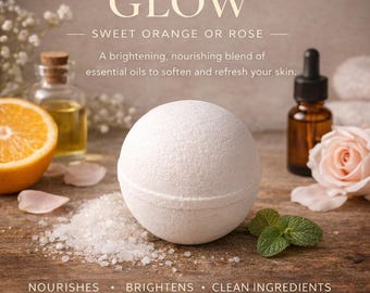 Glow Bath Bomb | Nourishing Sweet Orange or Rose Essential Oil Blend