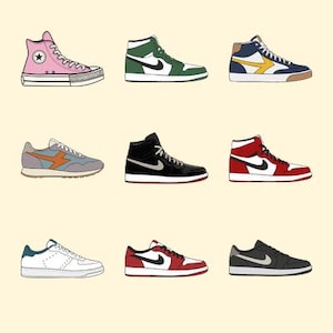 Sneakers png svg bundle | air jordan sneakers shoes stickers clip art image 2