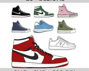 Sneakers png svg bundle | air jordan sneakers shoes stickers clip art