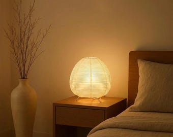Japanse tafellamp rijstpapier, minimalistisch bedlampje, zen-decor ijzeren frame