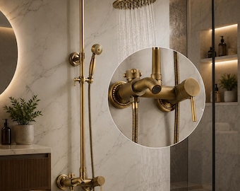 European-style retro three-speed quick-release shower shower full of copper antique shower shower set