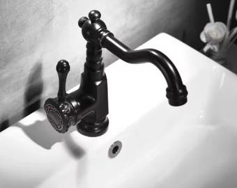 Basin Faucet Bathroom Torneira Para Banheiro Black Faucet Basin Taps Deck Mounted Grifo Lavabo Hot Cold Mixer