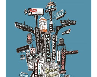 Portland Art Print – Chromatic Portland Marquee Totem