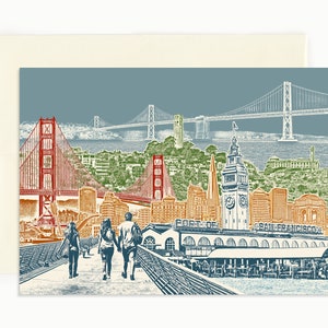 San Francisco Bay View Notecard - full color - California - Folded Greeting Card - Set of 8