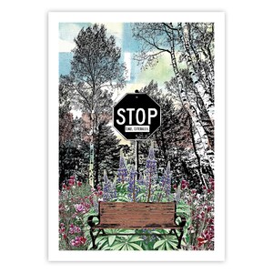 4 Postkarten – Stop To Listen – (Stop Like Literal) – 4 im gleichen Design