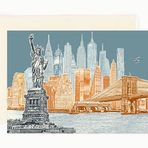 Biglietto per appunti sullo skyline di New York City - a colori - New York - Set di 8 biglietti d'auguri piegati