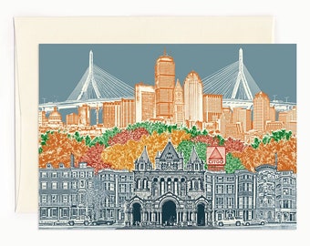 Boston, Massachusetts Notecard -- folded Greeting Card -- full color -- Set of 8