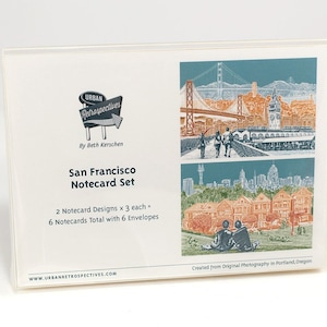 ON SALE!! -- San Francisco Notecard Set - full color - California - 6 folded Greeting Cards