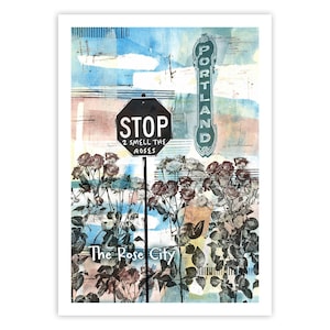 Juego de 4 postales: Portland, "La ciudad de las rosas", 4 del mismo diseño, o juego de tarjetas de Portland y Oregón