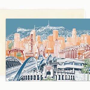 Los Angeles Notecard - full color - Set of 8 - Folded Greeting Card - LA, California - The City of Angels