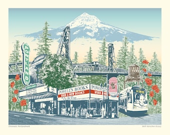 Portland, Oregon Art Print & Canvas Wrap – Chromatic Portlandmark - Vintage Vibe
