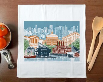 Baltimore, Maryland - Cityscape Illustration Towel