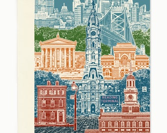 Philadelphia, PA Notecard - full color - Philly - Set of 8 - Folded Greeting Card