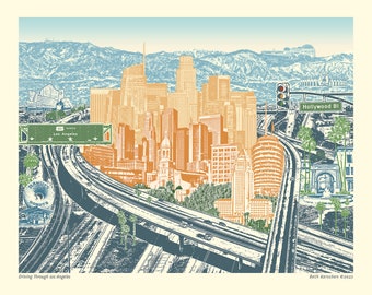 Driving through Los Angeles  Art Print & Canvas Wrap – LA, California - The City of Angels - Vintage Vibe