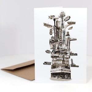 Portland Marquee Totem Notecard - Portland, Oregon - sepia - 5x7 folded Greeting Card - Single or Set of 6 - ON SALE!