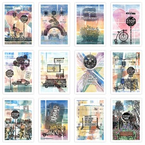 Cartes postales - Messages urbains - Lot de 12 - Envoyez des encouragements, de la joie, du soutien, des rêves, de l'amour, de l'inspiration et de la bonne énergie