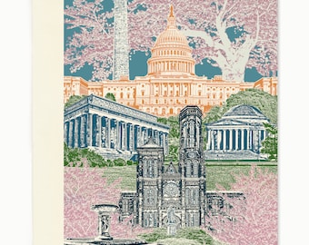 Washington D.C. Notecard - full color - District Columbia - Set of 8 - folded Greeting Card