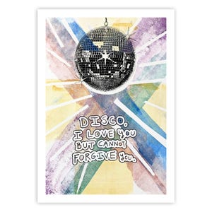 4 Postkarten - Disco Love - 4 im gleichen Design - oder benutzerdefiniertes gemischtes Set - Disco Ball