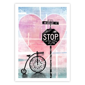 Lot de 4 cartes postales – Arrêtez au nom de l'amour – 4 du même modèle – ou un lot personnalisé