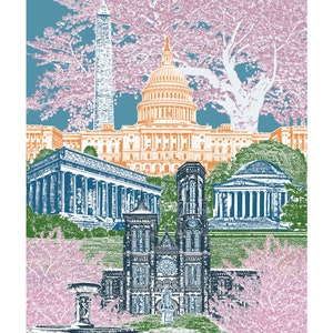 Washington D.C. Art Print & Canvas Wrap – Iconic Landmarks in the Spring with Blue Skies