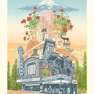 Portland, Oregon Art Print & Canvas Wrap – The Rose City Column - Vintage Vibe