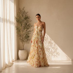 dress long pleated sun DOROTHEA PEACH FUZZ SILK PLEATED DRESS | CULT MIA