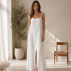 small strap long dress Sokhug Womens Spaghetti Cotton Linen Maxi Square Neck Casual Loose Fit A Line Summer Dresses with Pockets, Women's, Size: 2XL Long Blue Dress Spaghetti Straps