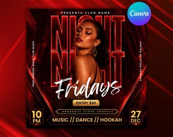 Luxury Nightclub Flyer Template | Editable Party Event Flyer | DJ Club Promotion Design | Canva Flyer Template | Instant Download