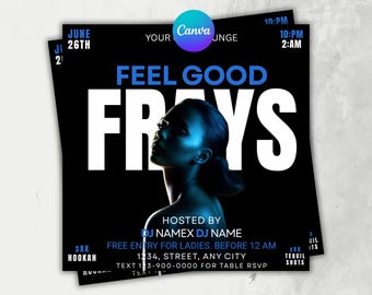 Feel Good Fridays Party Flyer | DJ Night Club Event Invitation | Editable Canva Club Promotion Flyer | Instant Download