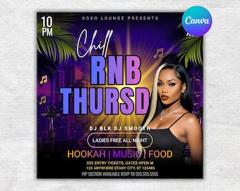 RnB Thursdays Flyer Template | R&B Night Club Event Flyer | Editable Canva DJ Party Promotion | Instant Download