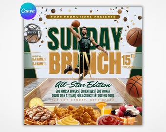 Sunday Brunch Flyer, Basketball Party Event Template (Digital Download)