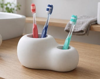 Kids and Family Toothbrush Stand, Divided Bathroom Organizer for Electric Brushes